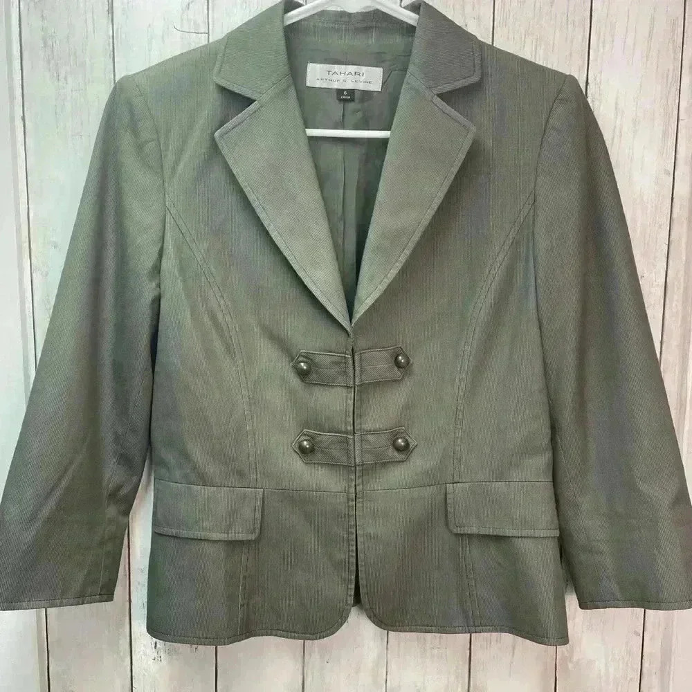 Tahari Arthur S. Lavine Green/Brown Blazer, size 6, Casual/Work/Career